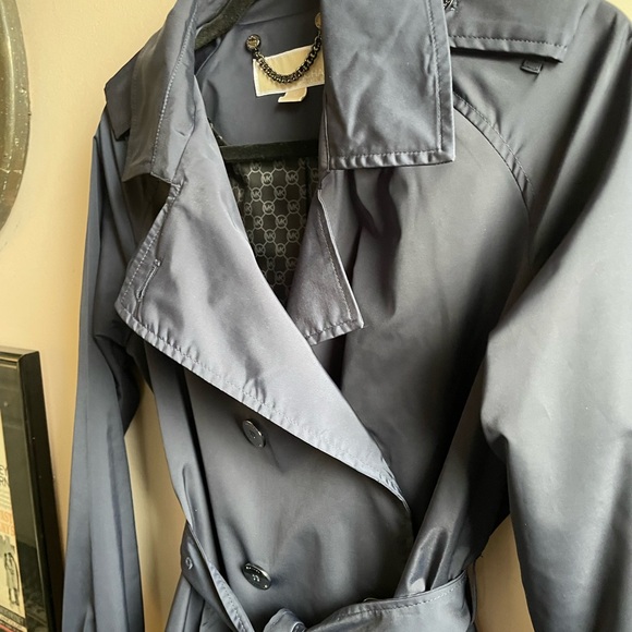NWOT Michael Kors Navy Blue Trench Coat raincoat - Picture 2 of 5